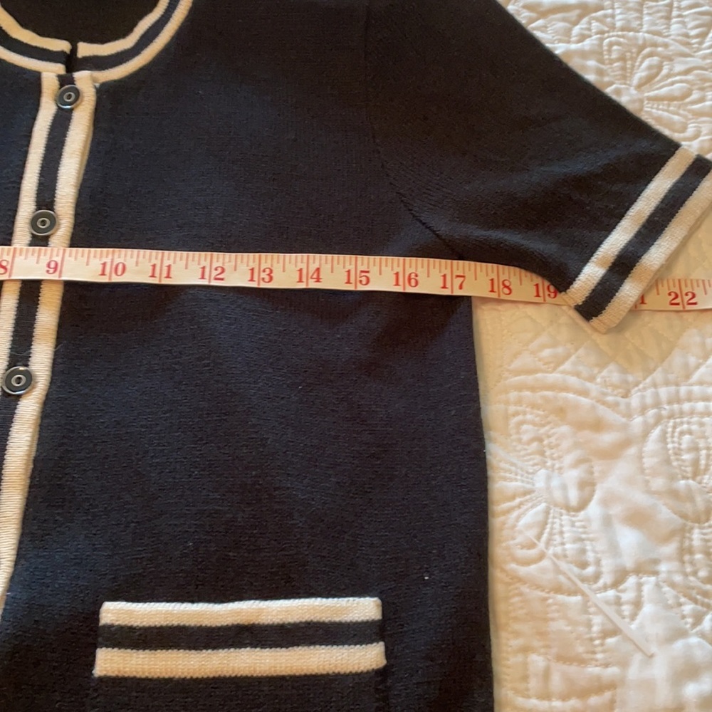 Delano Knitwear Black/ Cream Trimming Short Sleeve Sweater Size XS - Picture 7 of 8